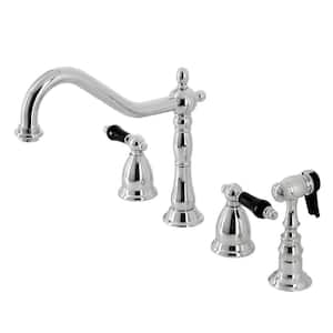 Duchess 2-Handle Deck Mount Widespread Kitchen Faucets with Brass Sprayer in Polished Chrome