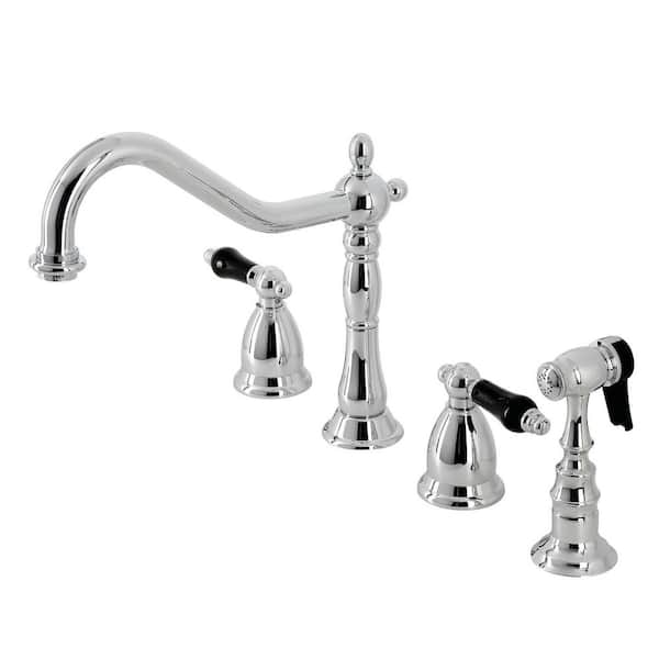Kingston Brass Duchess 2Handle Deck Mount Widespread Kitchen Faucets with Brass Sprayer in