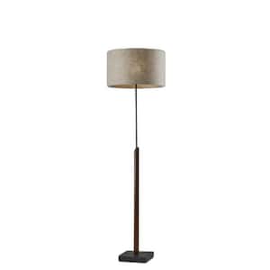 63 in. Beige and Black Traditional Shaped Standard Floor Lamp With Beige Drum Shade