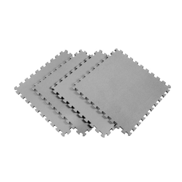 Norsk Multi-Purpose 24 in. x 24 in. Interlocking Gray Foam Flooring Recyclamat (4-Pieces)