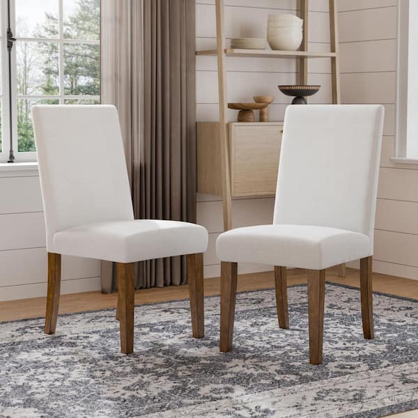 Furniture of America Dayes Ivory Fabric Cushioned Parsons Dining Chair Set of 2