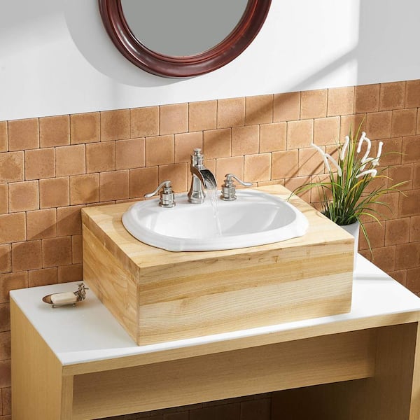 BWE 8 in. Waterfall Widespread 2-Handle Bathroom Faucet With Pop