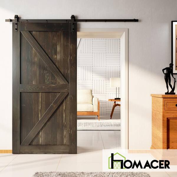 HOMACER 48 in. x 84 in. K-Frame Ebony Solid Natural Pine Wood