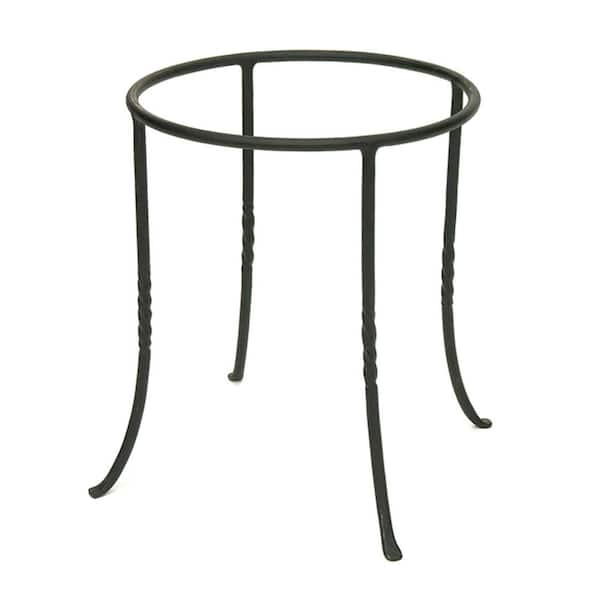 Indoor Outdoor Patio Ring Plant Stand, 14 in. Tall, Black Powder Coat Finish