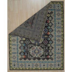 Charcoal / Silver 9 ft. x 12 ft. Hand Knotted Wool Traditional Kazak Area Rug