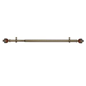 Camino Ava 28 in. - 48 in. Adjustable 3/4 in. Single Curtain Rod in Bronze w/ Cherry Wood Ava Finials