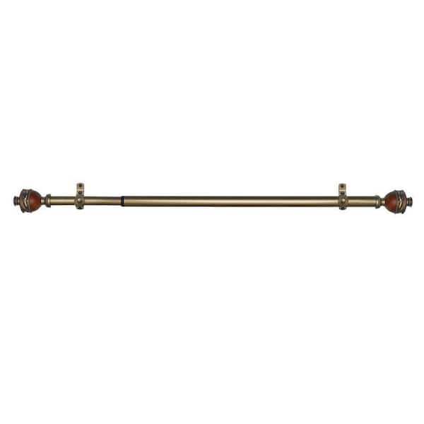 ACHIM Camino Ava 28 in. - 48 in. Adjustable 3/4 in. Single Curtain Rod in Bronze w/ Cherry Wood Ava Finials