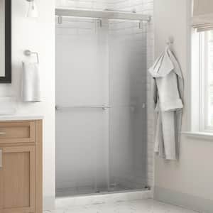 Mod 48 in. x 71-1/2 in. Soft-Close Frameless Sliding Shower Door in Chrome with 1/4 in. (6mm) Droplet Glass