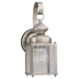 Jamestowne Collection 1-Light Antique Brushed Nickel Outdoor Traditional Wall Lantern Sconce