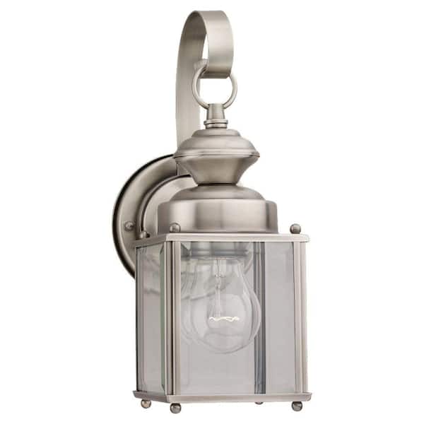 Generation Lighting Jamestowne Collection 1-Light Antique Brushed Nickel Outdoor Traditional Wall Lantern Sconce