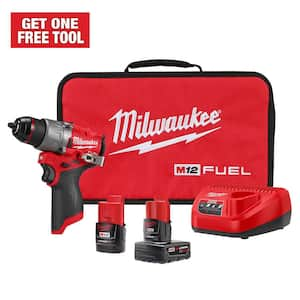 M12 FUEL 12V Lithium-Ion Brushless Cordless 1/2 in. Hammer Drill Kit with 4.0 Ah and 2.0 Ah Battery and Soft Case