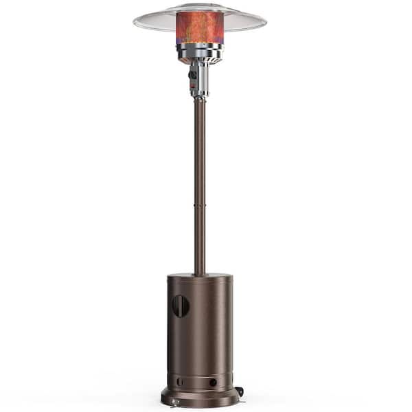 Kahomvis Propane Burner 48,000 BTU Double-Layer Stainless Steel Brown Propane Patio Heater with Wheels, Tabletop