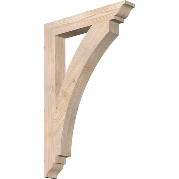Ekena Millwork 3.5 in. x 36 in. x 24 in. Douglas Fir Thorton Traditional Smooth Bracket