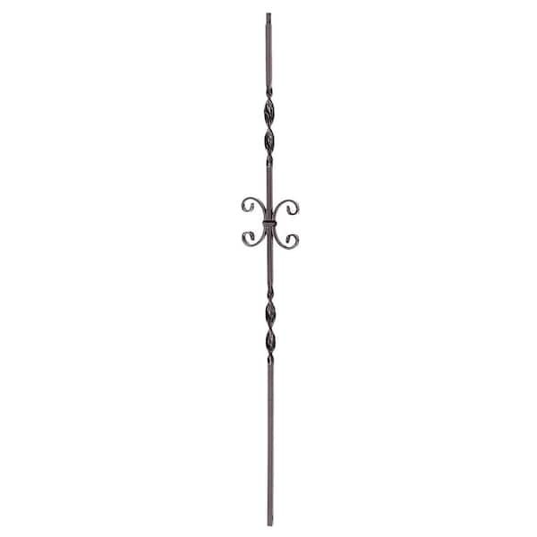 arteferro 44 in. x 1/2 in. Smooth Bar Dual Ribbon Twist 4 in. Scroll Old World Copper Coated Wrought Iron Metal Stair Baluster
