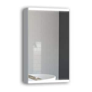 15 in. W x 26 in. H Rectangular Frameless Gray Surface Mount Medicine Cabinet with Mirror with LED Light