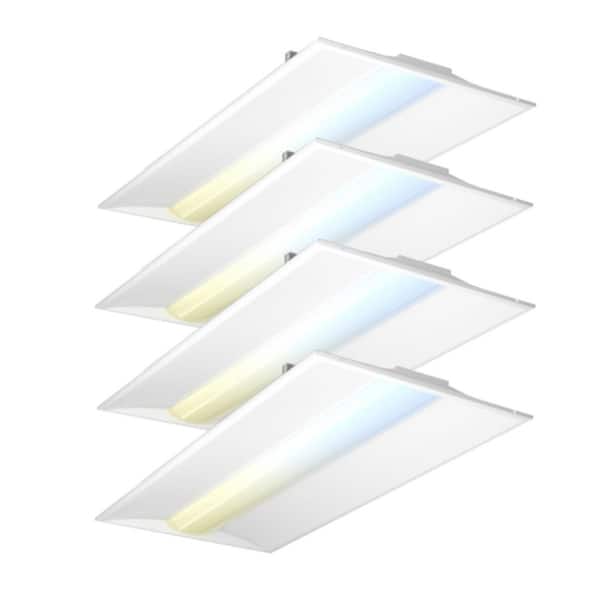 BIBIVIS 4-Pack 2 x 4 ft. 72-Watt White LED Center Basket Troffer Panel ...