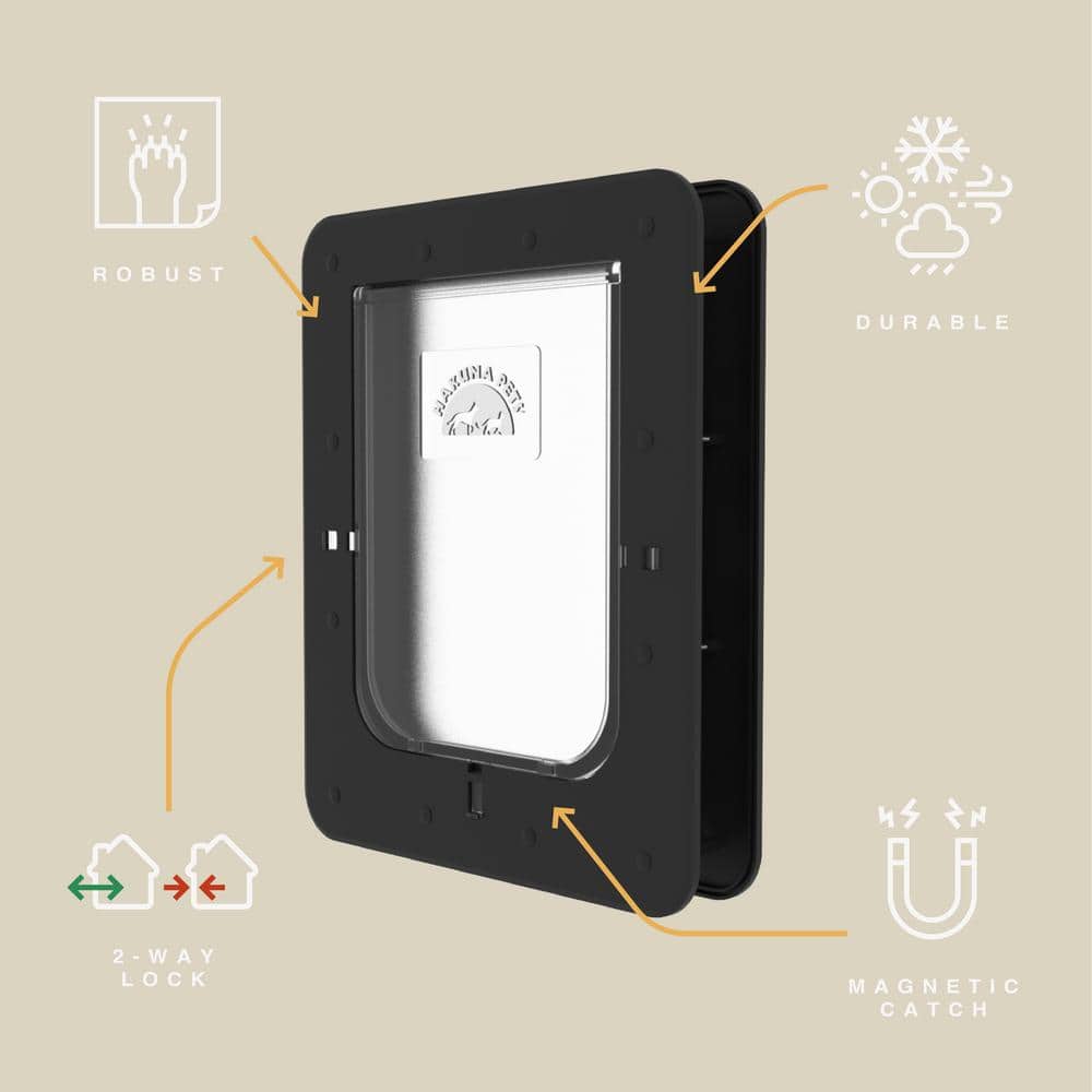 Medium Black Polycarbonate Pet Door with Lock