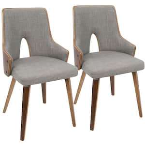 Stella Walnut and Light Grey Accent Chair (Set of 2)