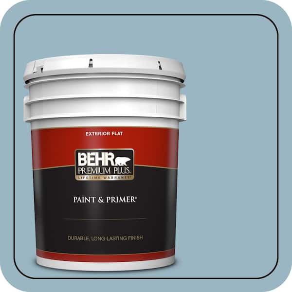 BEHR PREMIUM PLUS 5 gal. #S470-3 Peaceful Blue Flat Exterior Paint & Primer