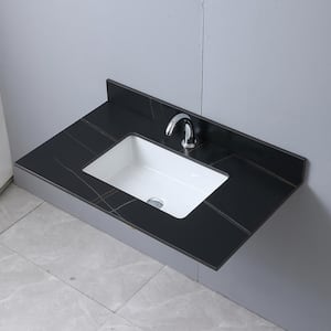 37 in. bathroom stone vanity top black gold color with ceramic sink and single faucet hole with backsplash,Vanity Stool