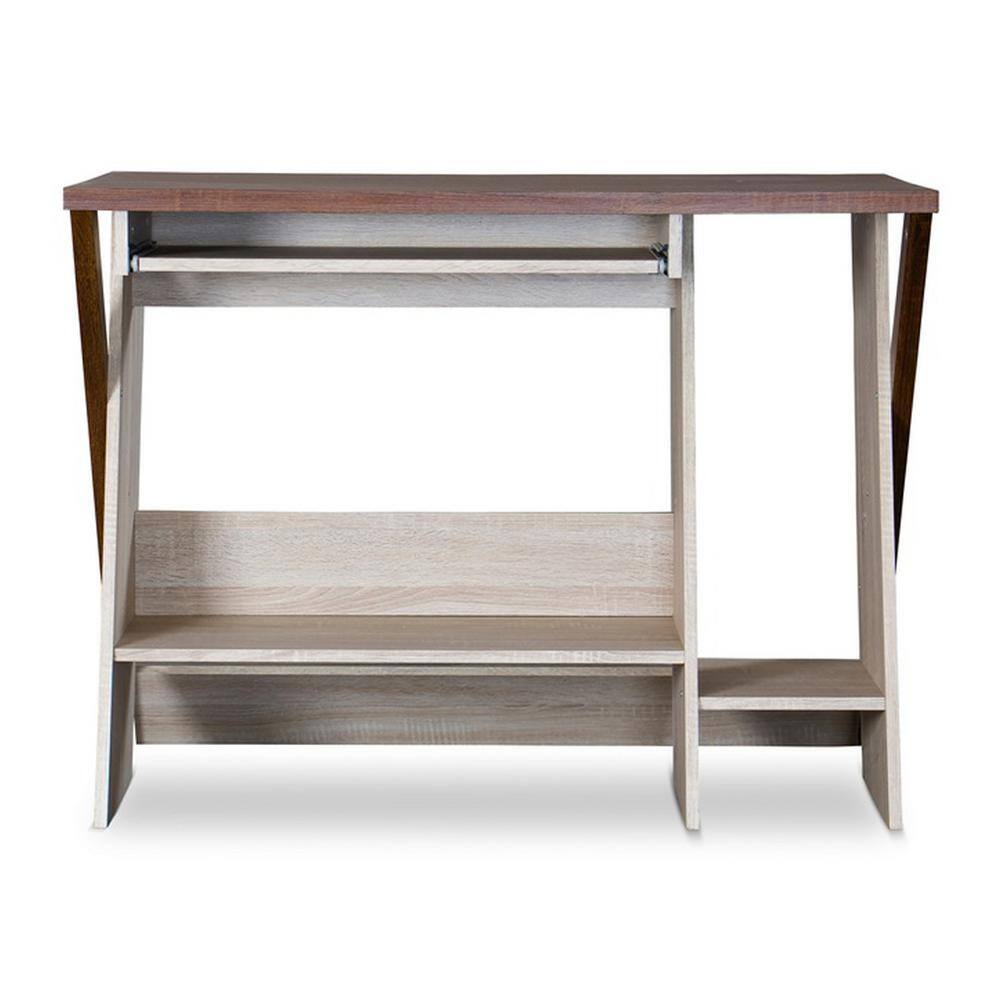 Sonoma Oak Angular Rhomboid Writing Desk with Storage