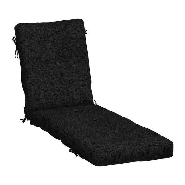 ARDEN SELECTIONS Plush Polyfill 22 in. x 76 in. Outdoor Chaise Lounge Cushion in Black Leala