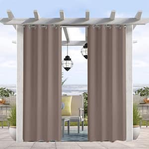 Taupe Grey Grommets on Top and Bottom, Privacy Panel Drapery for Patio Porch Gazebo Cabana, 50" W x 108" L