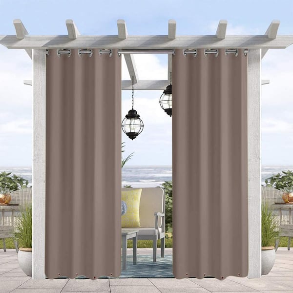 Pro Space Taupe Grey Grommets on Top and Bottom, Privacy Panel Drapery for Patio Porch Gazebo Cabana, 50" W x 108" L