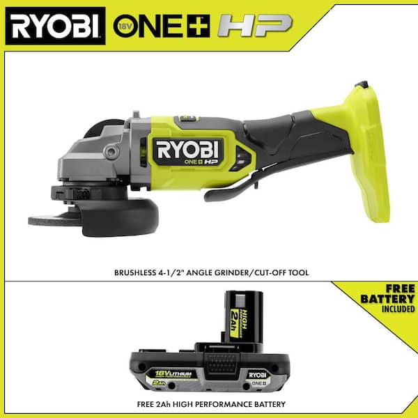 ONE+ HP 18V Brushless Cordless 4-1/2 in. Angle Grinder with FREE 2.0 Ah HIGH PERFORMANCE Battery
