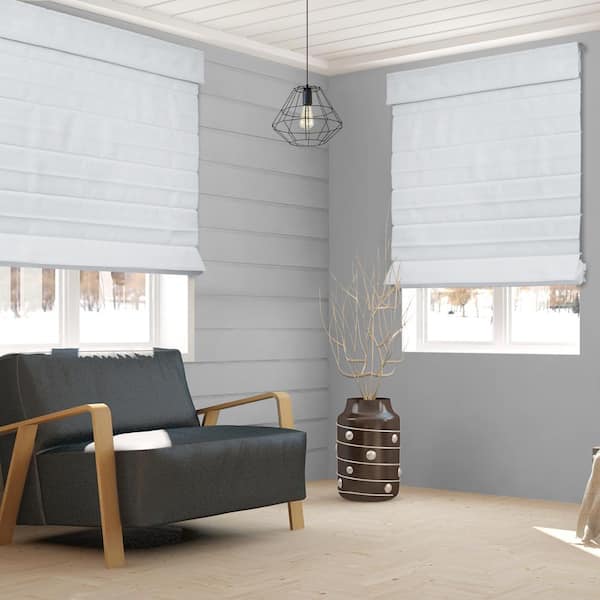 Chicology Cut-to-Size Daily White Cordless Light Filtering Privacy Polyester Roman Shade 70.5 in. W x 48 in. L