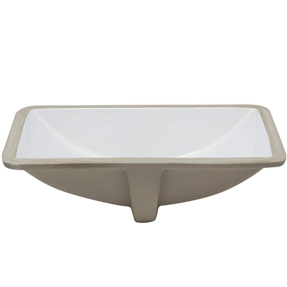 Rectangular White Ceramic Undermount Bathroom Sink
