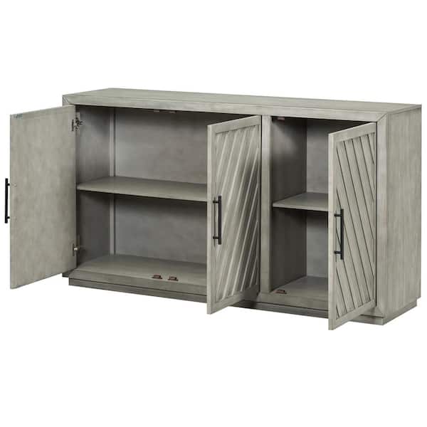 COWLOWN 60 in. W x 15.7 in. D x 34.3 in. H Bathroom Gray Linen Cabinet