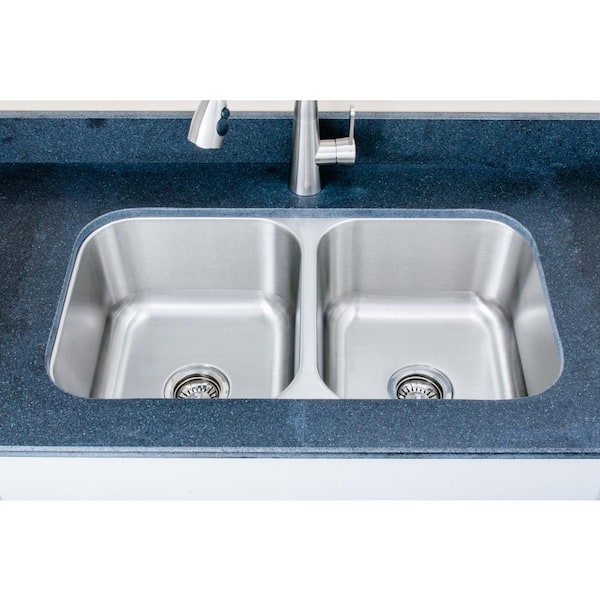 The Craftsmen Series Undermount 33 in. Stainless Steel 50/50 Double Bowl Kitchen Sink