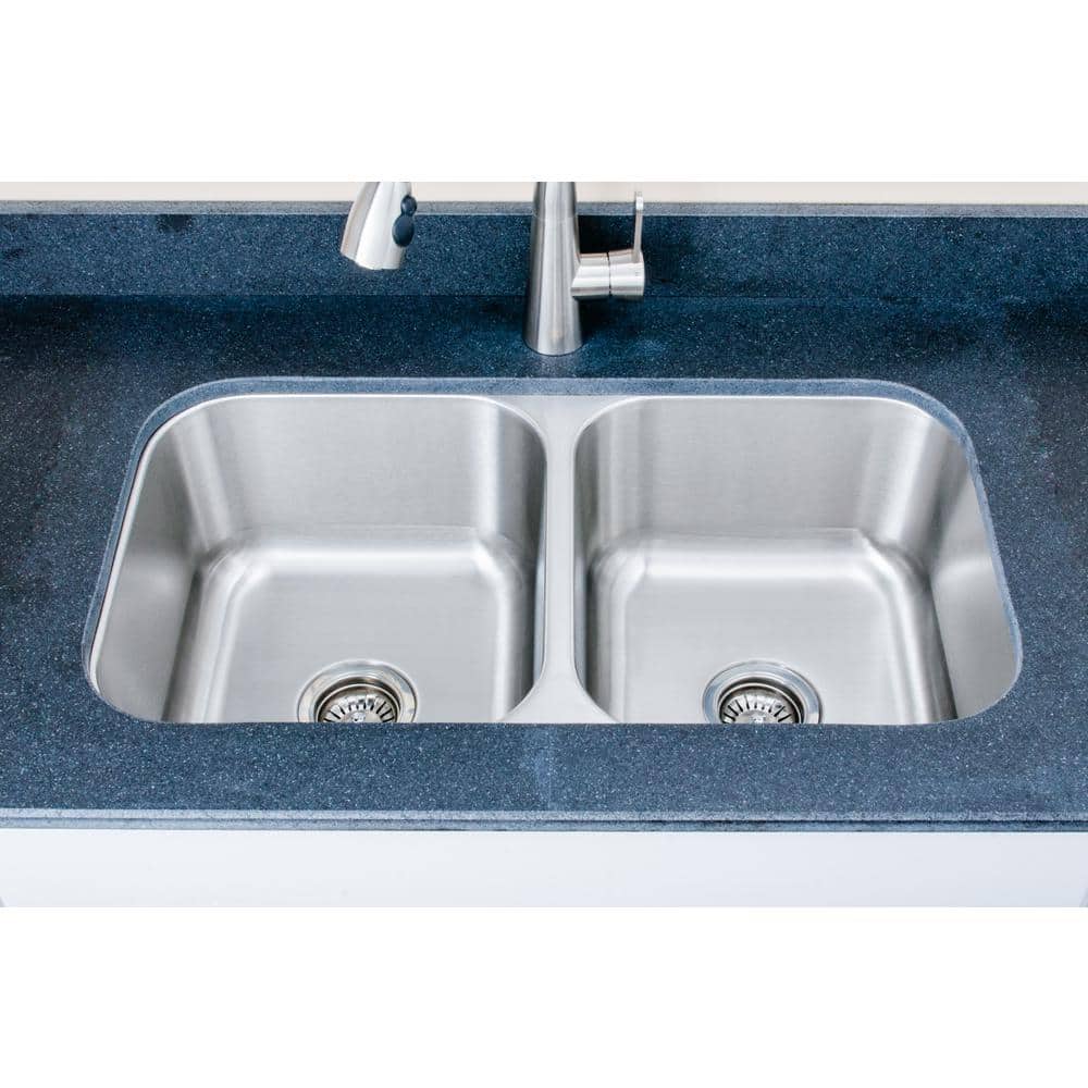 Craftsmen 32.5'' Double Bowl Brushed Stainless Steel Kitchen Sink