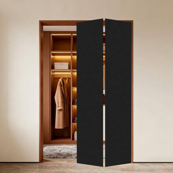 Modern flat panel 38 in. x 79 in. Solid Core Black Finished Vinyl