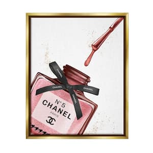 Makeup Nail Polish Brush Drip Pink Fashion Design by Ziwei Li Floater Frame Culture Wall Art Print 21 in. x 17 in.