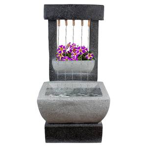 26 in. LED Lighted Rainfall Outdoor Water Fountain with Planter