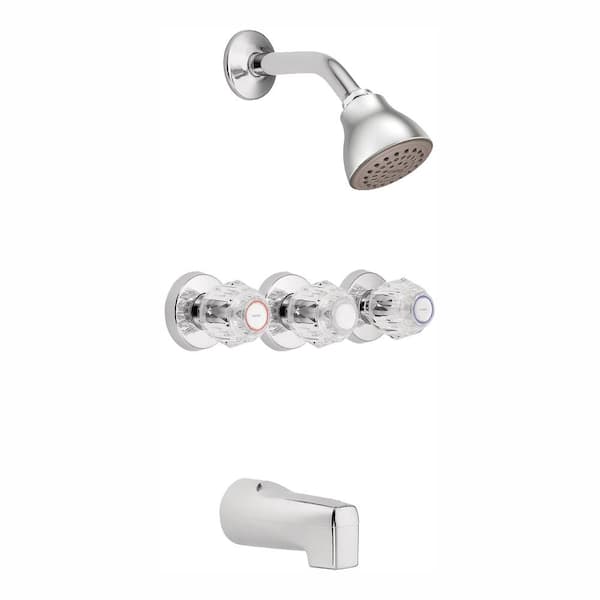 MOEN Chateau 3-Handle 1-Spray Tub and Shower Faucet in Chrome (Valve Included)