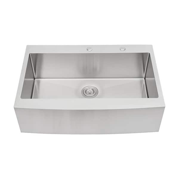 16-Gauge Brushed Nickel Stainless Steel 33 in. Farmhouse Apron Bar Sink Kitchen Sink
