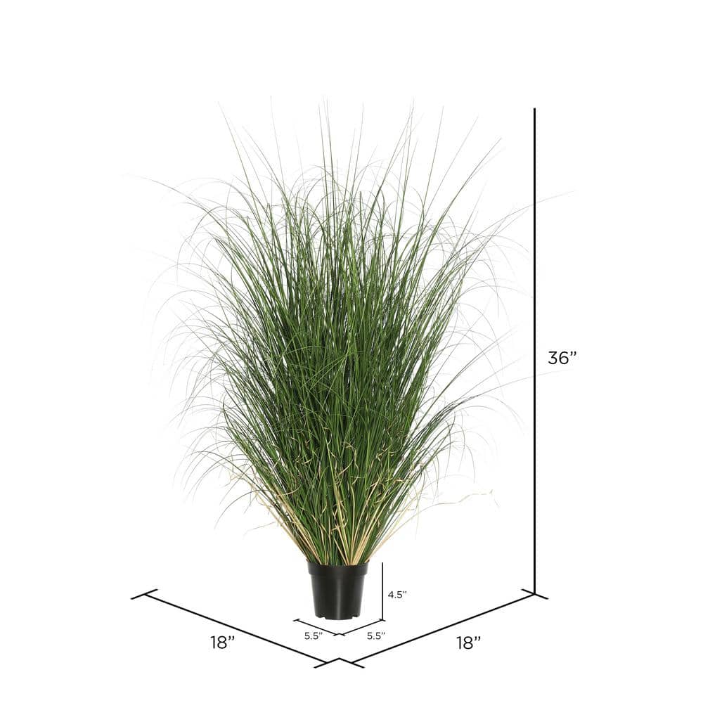 36" Green Plastic Potted Grass Arrangement for Outdoor Decor