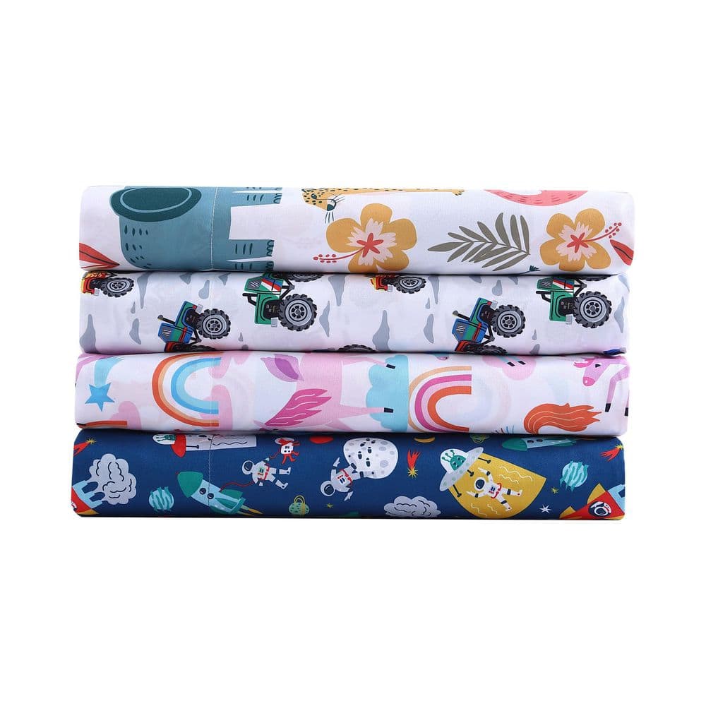 Pink Unicorn Print Twin Microfiber Sheet Set