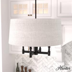 Briargrove 4-Light Matte Black Shaded Chandelier with Fabric Shade