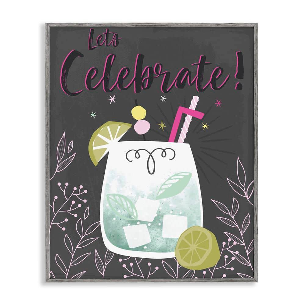 Let's Celebrate Cocktail by Angela Nickeas Gray Framed Food Giclee Art Print 14 in. x 11 in. price history on PriceWatchPro