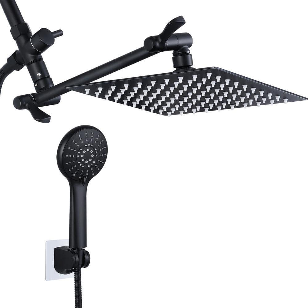 8-Spray Patterns 8 in. Wall Mount Dual Shower Head and Handheld Shower Head