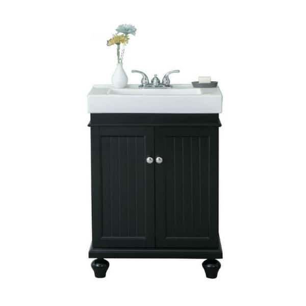 Unbranded 24 in. H x 34.5 in. H Vanity in Espresso with Ceramic Vanity Top in White with White Ceramic Basin