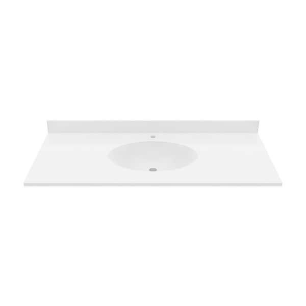 Chesapeake 49 in. W Solid Surface Vanity Top in White with White Basin