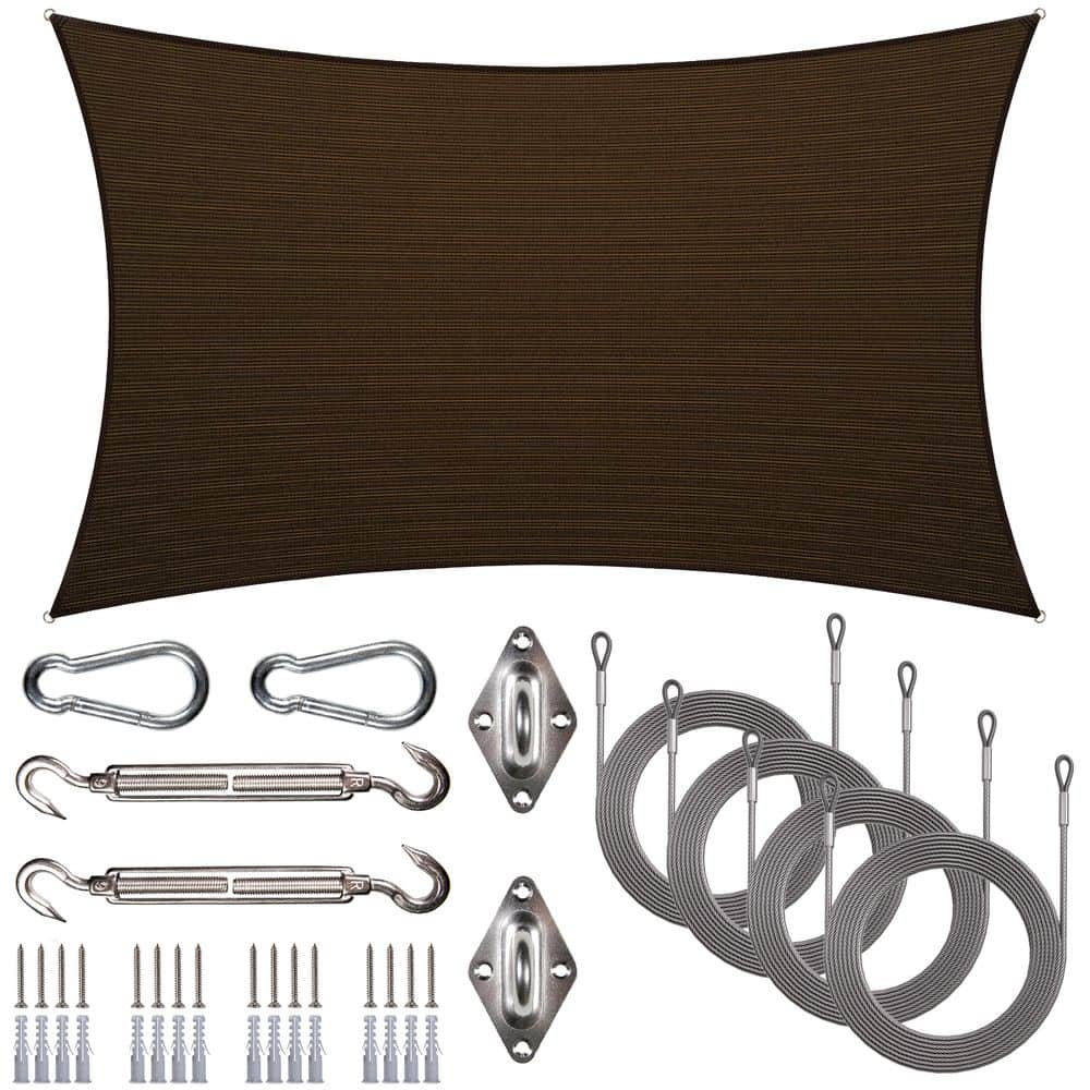 12 ft. x 18 ft. Rectangle Sun Shade Sail with Hardware Kit and Rope-Brown price history on PriceWatchPro