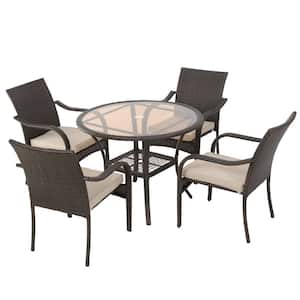 San Pico Brown 5-Piece Faux Rattan Outdoor Dining Set