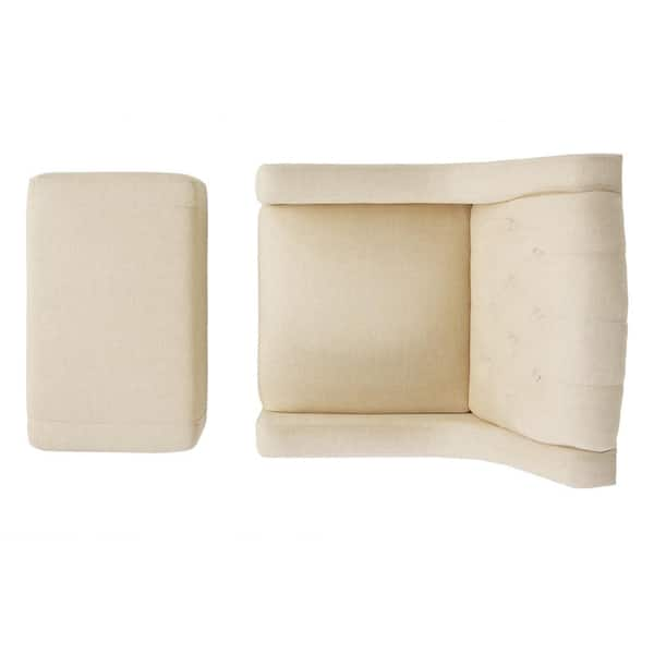 Empierre Tufted Light Beige Fabric Chair and Ottoman – GDFStudio