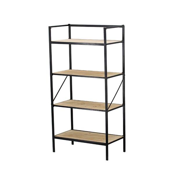 Seasonal Abode Inc Dillon 13.4 in. Wide Brown 4-Shelf Standard Bookcase ...